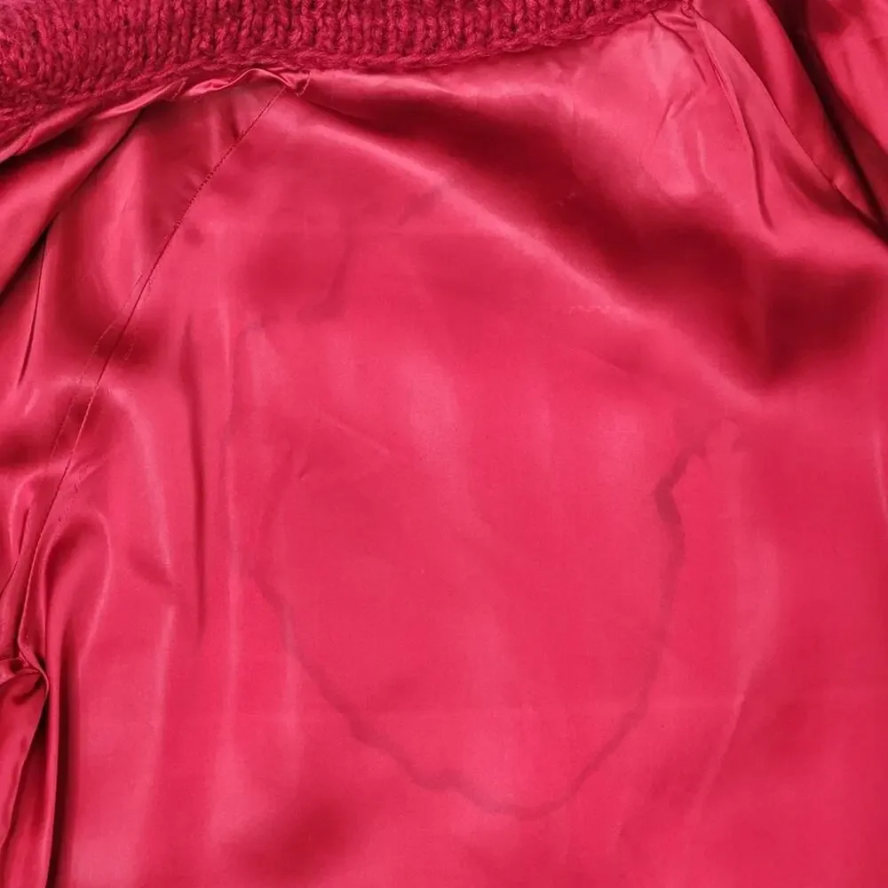 Vintage Red Sweater Coat Heavy Knit